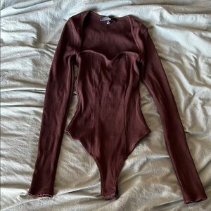 Lulus Brown Long Sleeve Bodysuit